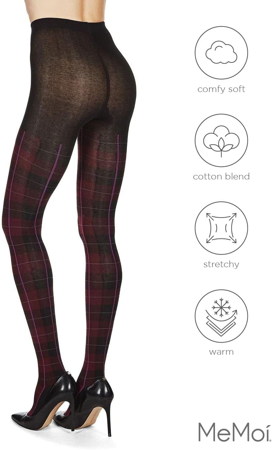 Glasgow Plaid Cotton Tights for Women, Cozy, Warm and Fashionable Patterned Sweater Tights - Sizes Small to 6X