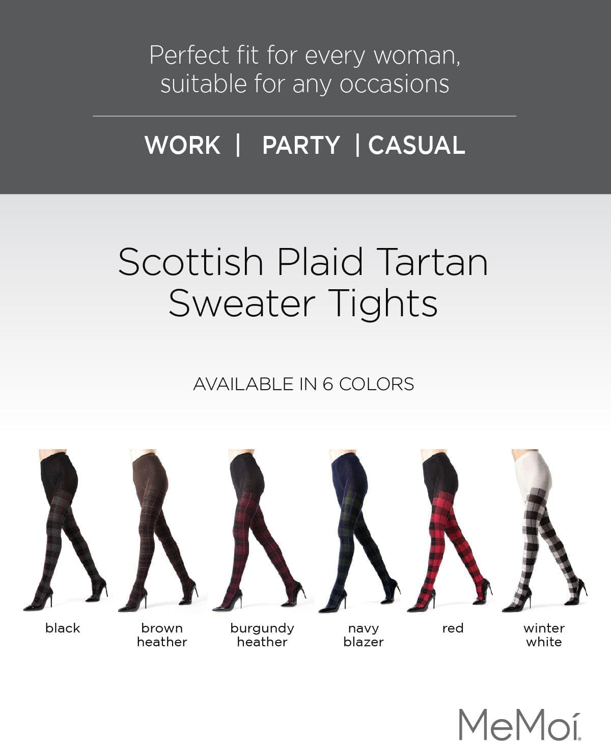 Glasgow Plaid Cotton Tights for Women, Cozy, Warm and Fashionable Patterned Sweater Tights - Sizes Small to 6X
