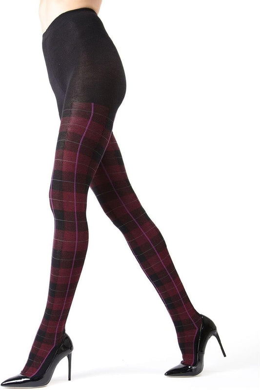 Glasgow Plaid Cotton Tights for Women, Cozy, Warm and Fashionable Patterned Sweater Tights - Sizes Small to 6X